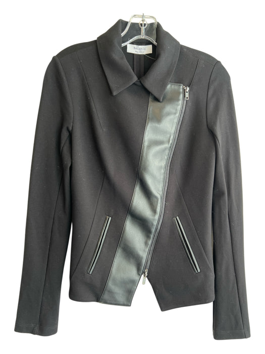 Bailey 44 Size S Black Rayon & Polyurethane Collared Asymetric Zip Jacket Black / S