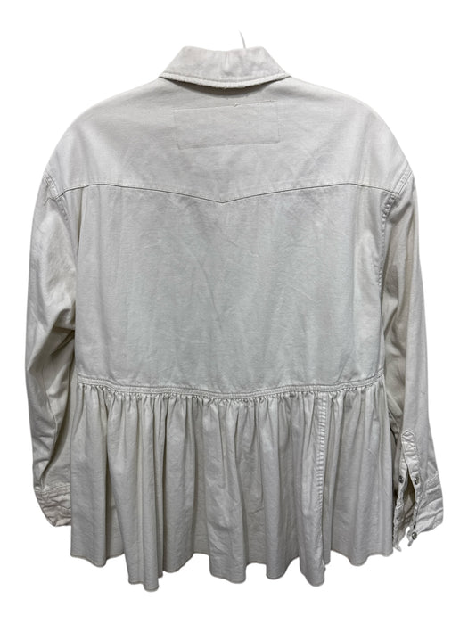 We The Free Size XS Cream Cotton Blend Long Sleeve Contrast Stiching Top Cream / XS