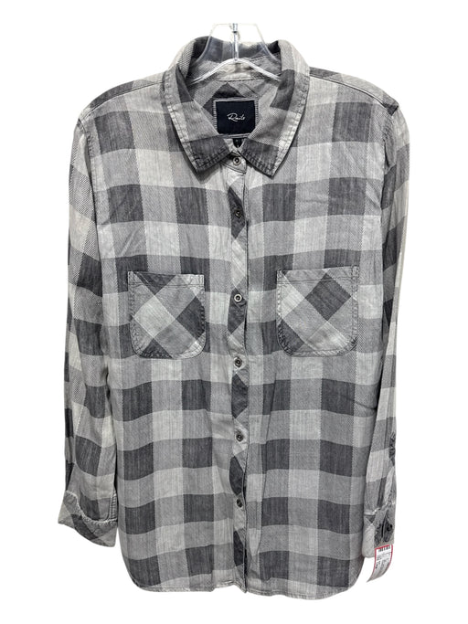 Rails Size Large Light Gray & Dark Gray Lyocell Checked Patch Pocket Top Light Gray & Dark Gray / Large