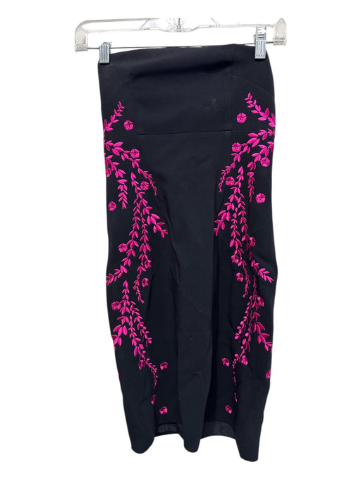 Cinq a Sept Size 0 Black & Fuchsia No Fabric Tag Strapless Princess Seams Dress Black & Fuchsia / 0