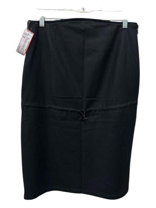 Prada Size 46 Black Virgin Wool Side Zips Zip Pockets Pencil Knee length Skirt Black / 46