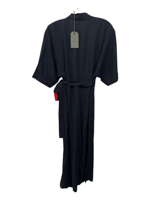 All Saints Size Medium Black Cotton Dolman Short Sleeve Wrap Wide Leg Jumpsuit Black / Medium