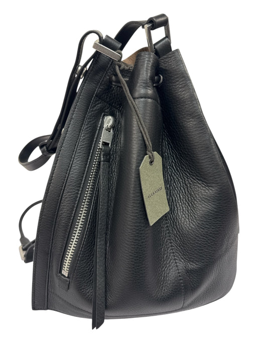 All Saints Black Pebbled Leather Adjustable straps Shoulder Strap Zip Detail Bag Black / Medium