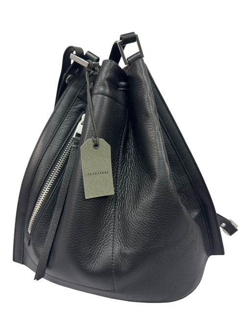 All Saints Black Pebbled Leather Adjustable straps Shoulder Strap Zip Detail Bag Black / Medium