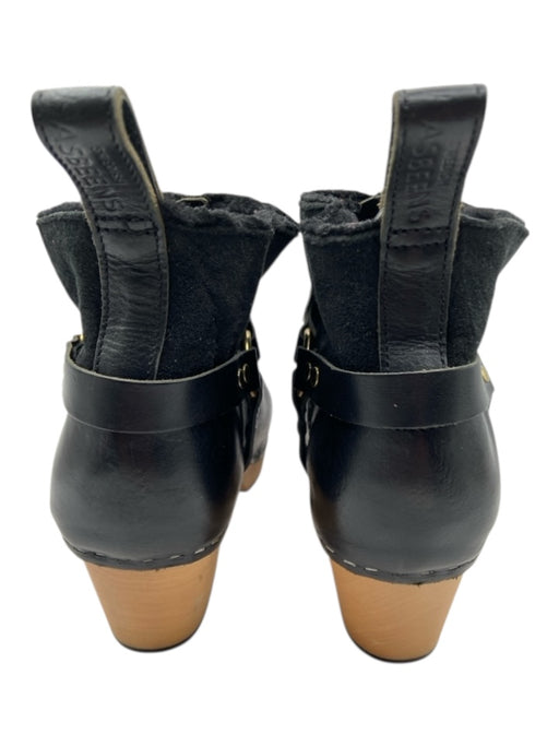 Hasbeens Shoe Size 39 Black & Tan Leather Shearling Lined Gold Hardware Booties Black & Tan / 39