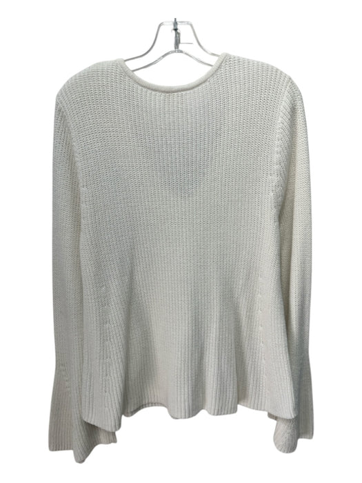 Moth Size L Off White Cotton & Rayon Long Sleeve V Neck Knit Sweater Off White / L