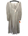 Cinq a Sept Size 12 Beige Cotton Blend Scoop Neck Striped Tiered Dress Beige / 12