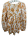 Mille Resort & Travel Size Small Orange & White Cotton Long Balloon Sleeve Top Orange & White / Small