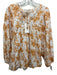 Mille Resort & Travel Size Small Orange & White Cotton Long Balloon Sleeve Top Orange & White / Small
