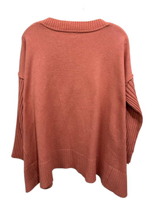 Free People Size Small Peach Nylon Blend Rib Knit Ribbed Detail Oversize Sweater Peach / Small