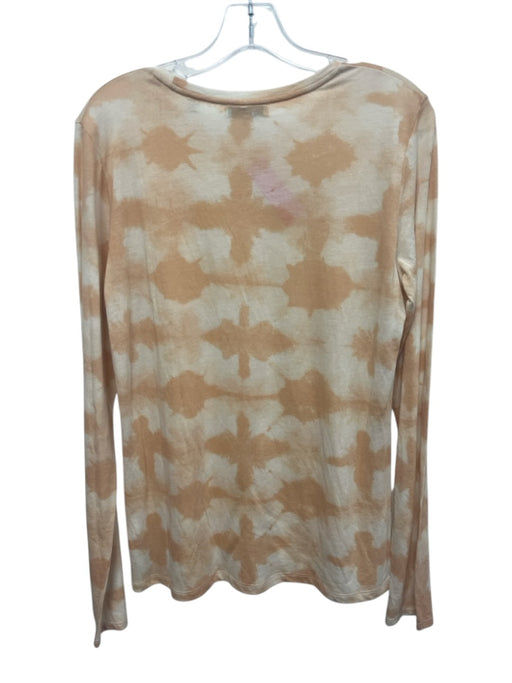 Vince Size L Peach & White Pima Cotton Tie Dye Long Sleeve Top Peach & White / L