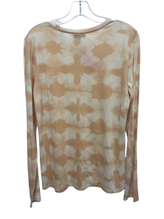 Vince Size L Peach & White Pima Cotton Tie Dye Long Sleeve Top Peach & White / L