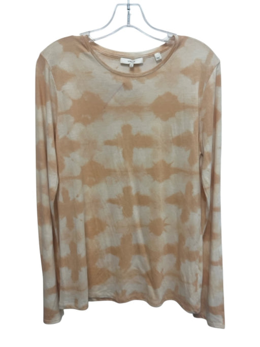 Vince Size L Peach & White Pima Cotton Tie Dye Long Sleeve Top Peach & White / L