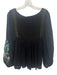 Floreat Size S Black & Blue Rayon embroidered floral Beaded Long Sleeve Top Black & Blue / S