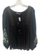 Floreat Size S Black & Blue Rayon embroidered floral Beaded Long Sleeve Top Black & Blue / S