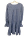 Pomander Place Size L Chambray Blue Cotton V Neck Tiered Long Sleeve Dress Chambray Blue / L