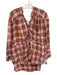 We The Free Size S Pink, Brown, Blue Cotton Raw Edge Plaid Long Sleeve Top Pink, Brown, Blue / S