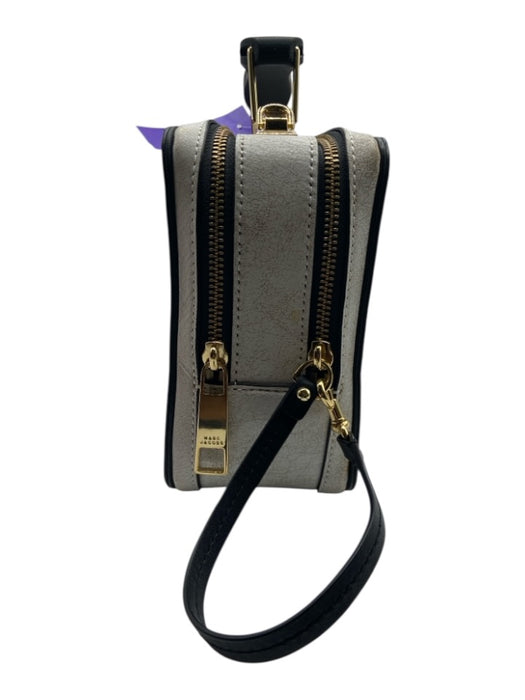 Marc Jacobs Black & White Leather Cracked / Distressed Crossbody Strap Logo Bag Black & White / S