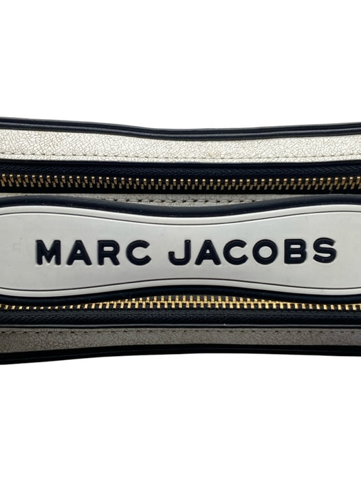 Marc Jacobs Black & White Leather Cracked / Distressed Crossbody Strap Logo Bag Black & White / S