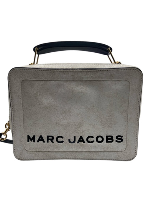 Marc Jacobs Black & White Leather Cracked / Distressed Crossbody Strap Logo Bag Black & White / S