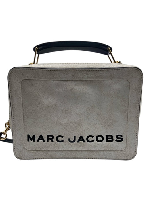 Marc Jacobs Black & White Leather Cracked / Distressed Crossbody Strap Logo Bag Black & White / S