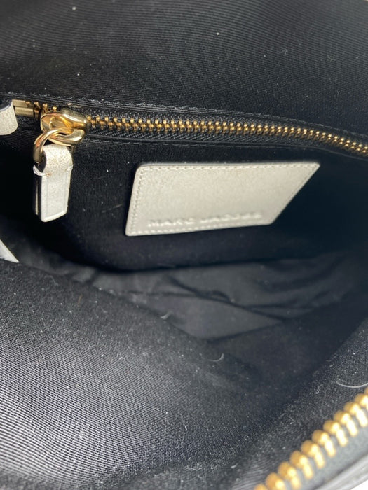 Marc Jacobs Black & White Leather Cracked / Distressed Crossbody Strap Logo Bag Black & White / S