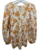 Mille Resort & Travel Size Small Orange & White Cotton Long Balloon Sleeve Top Orange & White / Small