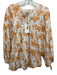 Mille Resort & Travel Size Small Orange & White Cotton Long Balloon Sleeve Top Orange & White / Small