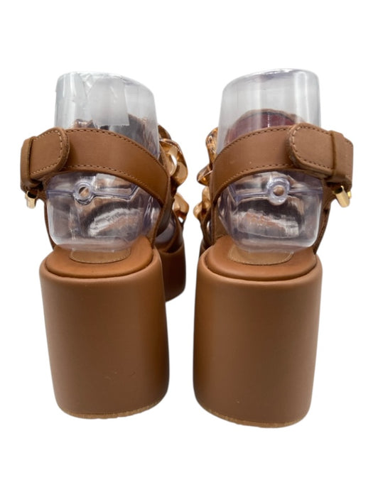 See By Chloe Shoe Size 38 Tan Brown Leather Upper Two Strap Chain Detail Sandals Tan Brown / 38