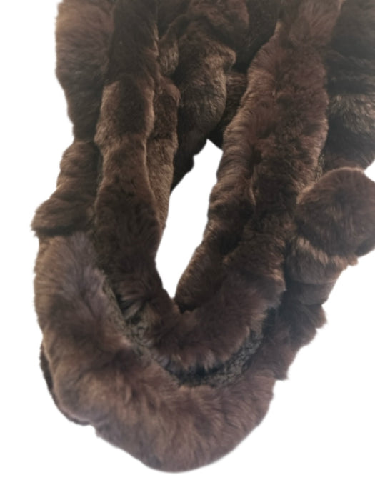 Dark Brown Rabbit Infinity Wrap Knit Detail Scarf Shawl Dark Brown