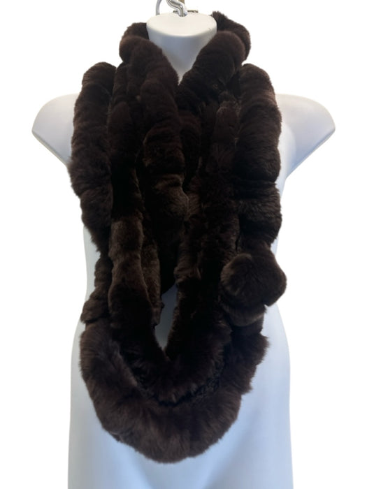 Dark Brown Rabbit Infinity Wrap Knit Detail Scarf Shawl Dark Brown