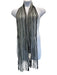Missoni Black, White & Gray Viscose Netted Knit Striped Fringe Edging scarf Black, White & Gray