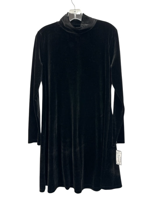 Pomander Place Size L Black Polyester Blend Velvet Long Sleeve high neck Dress Black / L