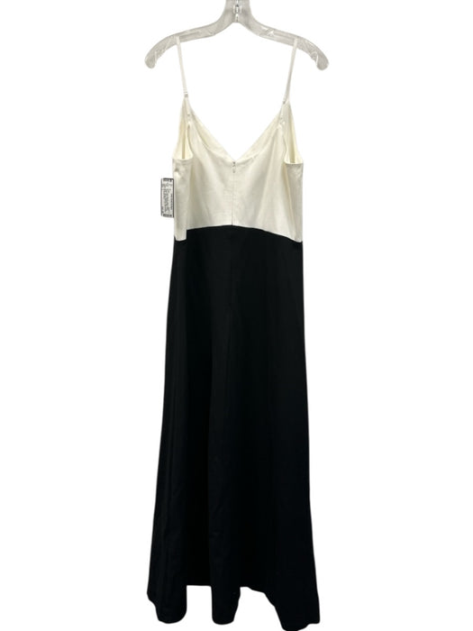 Pomander Place Size L White & Black Rayon Blend Spaghetti Strap V Neck Dress White & Black / L