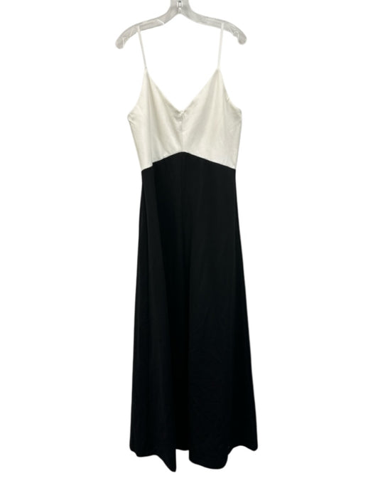 Pomander Place Size L White & Black Rayon Blend Spaghetti Strap V Neck Dress White & Black / L