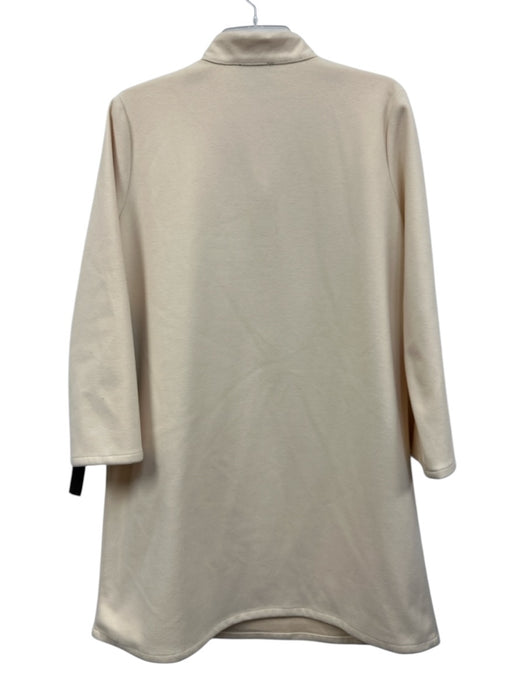 Tuckernuck Size L Cream White Polyester Blend Long Sleeve 1/2 Button Dress Cream White / L