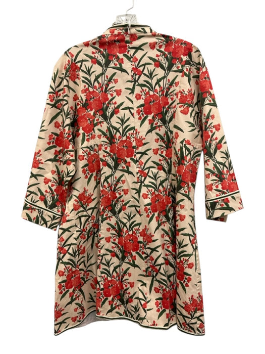 Tuckernuck Size L Pink, Green & Red Cotton Blend Floral 3/4 Dolman Sleeve Dress Pink, Green & Red / L