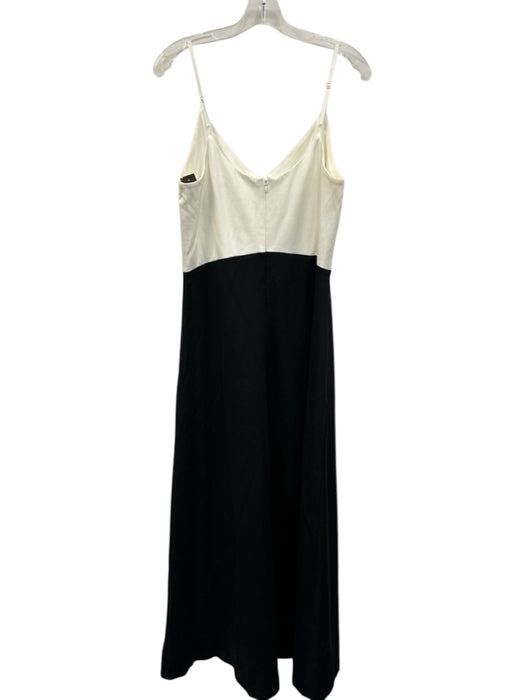 Pomander Place Size L White & Black Rayon Blend Spaghetti Strap V Neck Dress White & Black / L