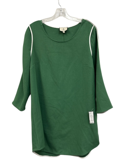 Tuckernuck Size L Green & White Polyester Contrast Piping Long Sleeve Dress Green & White / L
