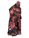 Kay Unger Size 12 Black, Pink & Red Polyester Painted Floral One Shoulder Gown Black, Pink & Red / 12