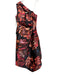 Kay Unger Size 12 Black, Pink & Red Polyester Painted Floral One Shoulder Gown Black, Pink & Red / 12