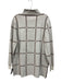 Lysse Size M White & Brown Acrylic Blend Knit Checked Quarter Zip Sweater White & Brown / M