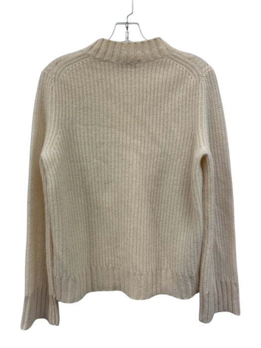 White + Warren Size M Cream White Cashmere Cable Knit Mock Neck Pullover Sweater Cream White / M