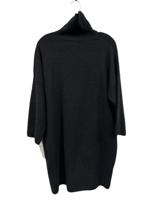 Pomander Place Size L Black Rayon Blend Shimmer Knit Turtleneck Sweater Dress Black / L