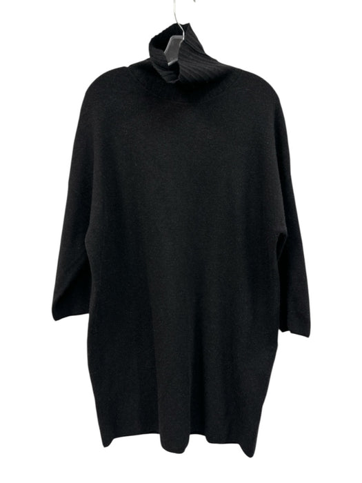 Pomander Place Size L Black Rayon Blend Shimmer Knit Turtleneck Sweater Dress Black / L