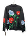 Entro Size L Black & Multi Viscose Blend Knit Floral Mock Neck Pullover Sweater Black & Multi / L