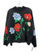 Entro Size L Black & Multi Viscose Blend Knit Floral Mock Neck Pullover Sweater Black & Multi / L