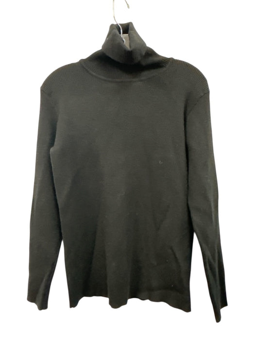 Pomander Place Size XL Black Rayon Blend Ribbed Knit Turtleneck Pullover Sweater Black / XL