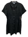 Hill House Size L Black Linen Blend Button Down Collar Mini Dress Black / L