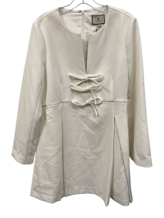 Tuckernuck Size M White Polyester Bows Notch Neck Above Knee Dress White / M